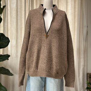 ALPS Textured Wool Blend Half Zip Sweater Outdoorsy Heritage Cozy Knit Size L